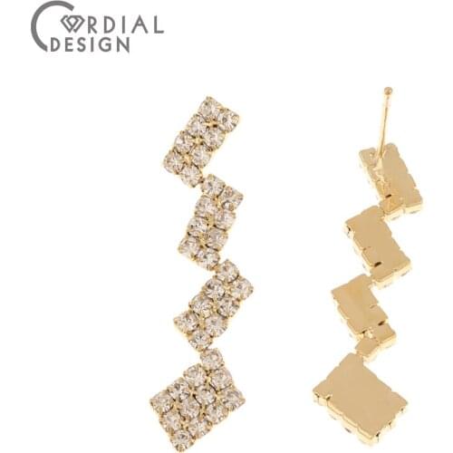 Cordial Design 50Pcs 9*36MM CZ Earrings Stud/Hand Made/Rhinestone Claw/DIY/Jewelry Findings & Components/Earring Accessories