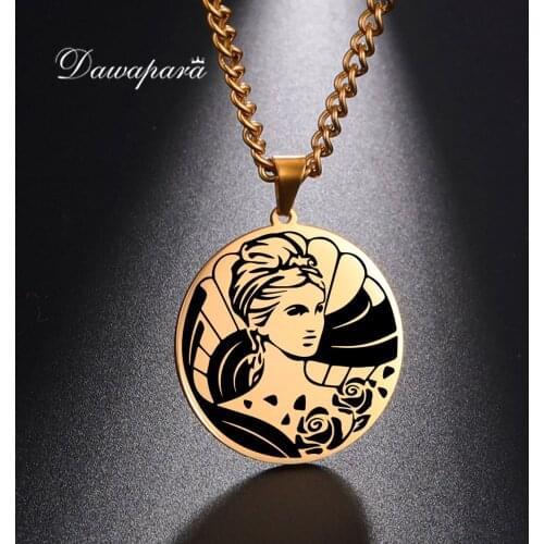Dawapara Goddess of Love Aphrodite Necklace Fertility Goddess Ancient Greek Mythology Stainless Steel Jewelry