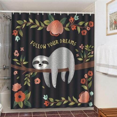 Nordic Cartoon Fox Printed Bathroom Decorative Bath Curtains Set Shower Curtains Bath Door Window Blackout Screen Large Size 180