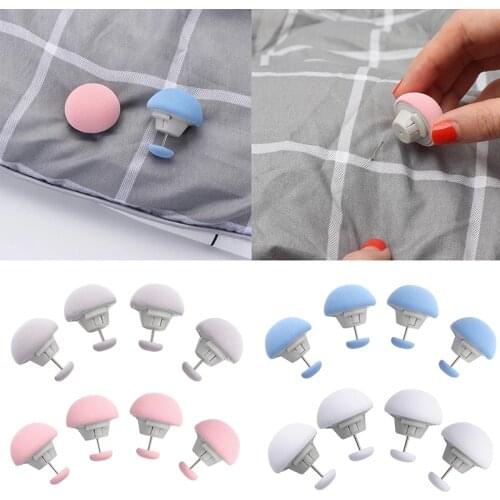 4pcs Mushroom Quilt Holder Macaron Non-slip Quilt Blanket Clip One Key to Unlock Blankets Cover Fastener Clip Holder Bed Sheet