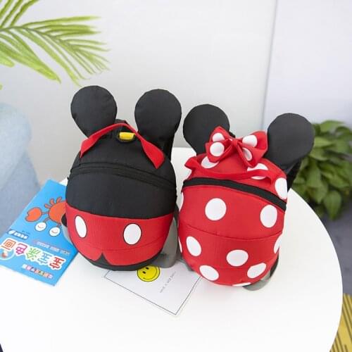 Disney Minnie Anti-lost children backpack cartoon Mickey kindergarten wandered off prevention backpack boy girl mini outdoor