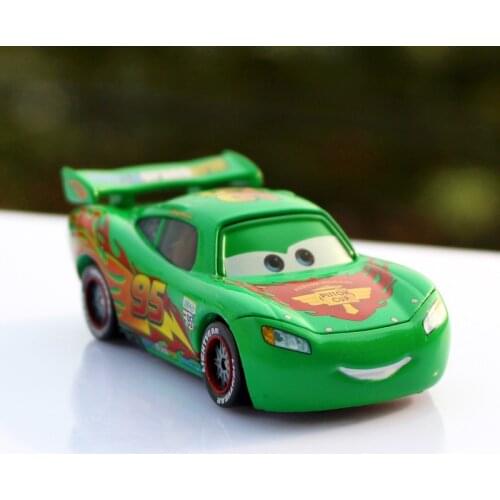 Disney 100% Original Pixar Cars 2 Jackson Storm No.95 Green Lightning Mcqueen 1:55 Scale Diecast Metal Alloy Toys Car For Kids