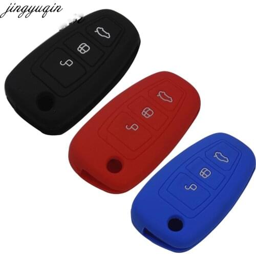 Jingyuqin Remote 3 Buttons Car Key Case Cover Folding Flid For Ford Focus 3 MK3 ST New Fiesta Kuga Fuga Silicone