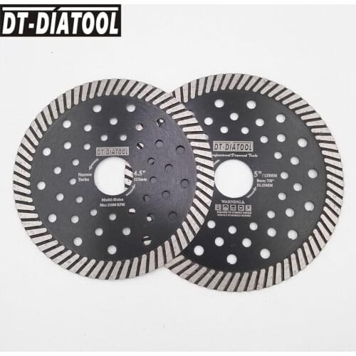 DT-DIATOOL 2pcs Dia 115+125mm Diamond Blade Narrow Turbo Multi Hole Saw Blade Cutting Disc for Granite Marble