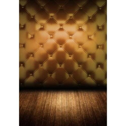 Golden Tufted Photography Backdrops Brown Wooden Floor 3D Pastel Background for Photo Studio Vinyl Cloth Computer Printed Custom