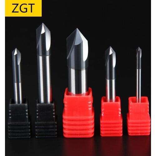ZGT 1PC Tungsten Steel Chamfering Milling Cutter Endmill 60 90 120 Degree Coated 3 Flute Milling Tools Carbide Chamfer End Mills