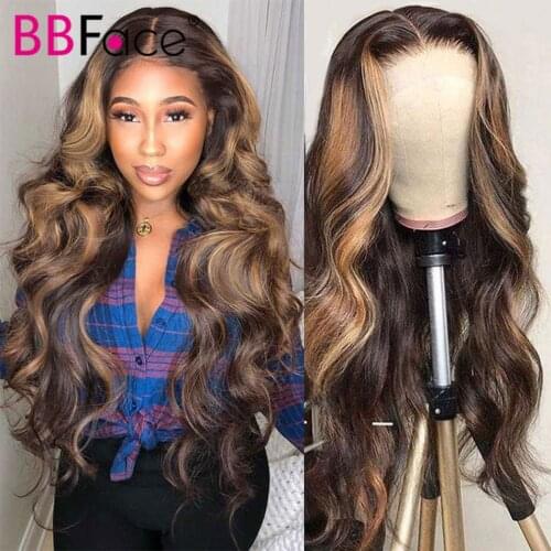 Highlight Human Hair Wigs For Women Colored Human Hair Wigs Brazilian Body Wave Remy Premium HD Lace Frontal Human Hair Wigs