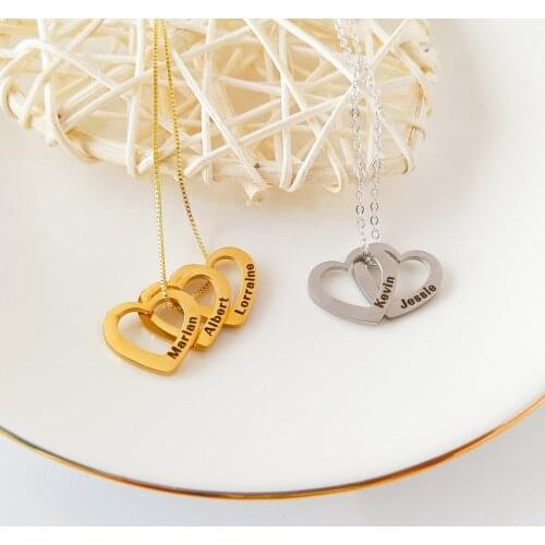 Custom Personalized Engrave Name Heart Stainless Steel Charms Pendant Necklace Women Jewelry Mothers Day Gift for Her Family