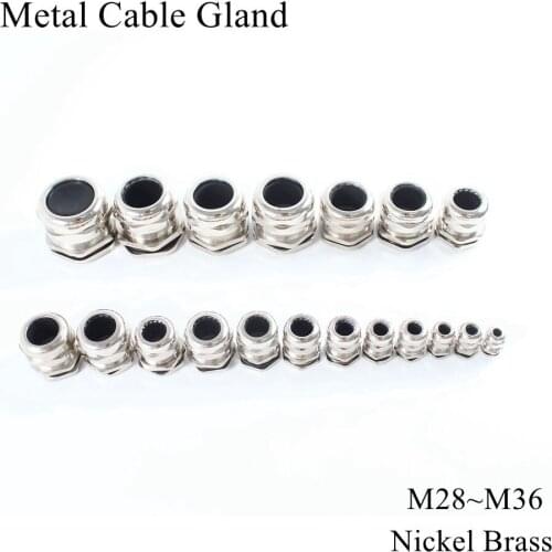 M28 M30 M32 M33 M36 Cable Gland Nickel Brass Metal IP68 Waterproof Cable Glands Connector Electric Wire Seal Rubber Copper Joint