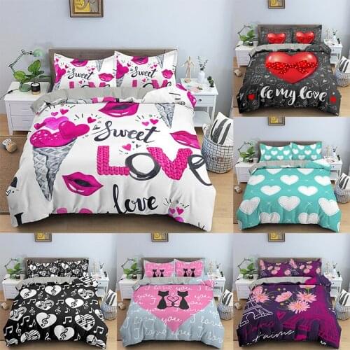 Music Note 3d Comforter Bedding Sets Love Heart Duvet Cover Pillowcase Queen King Size Bedspread