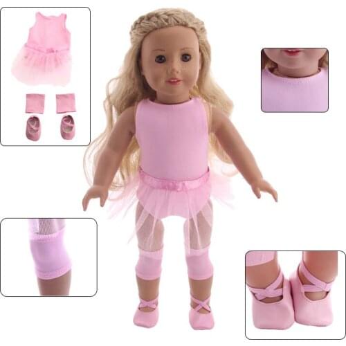 Doll Clothes 3 Pcs Doll Ballet Skirt+Ballet Shoes+Kneecap For 18 Inch American Doll & 43 Cm Born Doll Accessories For Generation