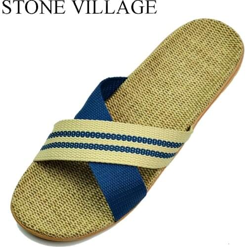 STONE VILLAGE 2018 Summer Slippers Home shoes Linen Slippers Summer Hemp Women Men Slippers Floor Indoor Home Slipper EU35-44