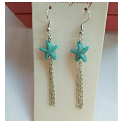 2018 hot sale New listing stylish vintage blue starfish metal alloy chain Article elegant Female charm tassel earrings Jewelry