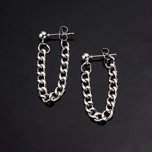 Korean Version of Hot-selling Earrings Rear-hanging Chain Earrings, New Trendy Design, Niche Silver Port Style Earrings