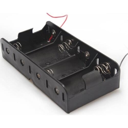MasterFire 500pcs/lot Spring Clip Black 4 x 1.5V D Size Battery Batteries Holder Storage Case Cover Box With Wire Leads