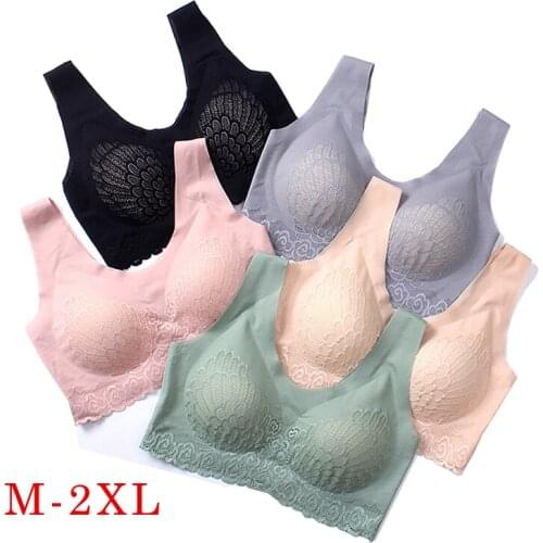 MCLAOSI Women Sexy Latex Bra Seamless Lingerie Shockproof Wirefree Bralette Soft Vest Top Underwear Push Up Bra bh Comfort 4XL