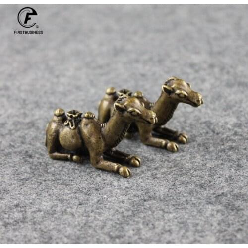 Handmade Mini Pure Brass Retro Animal Camel Money Purse Statue Desk Decoration Ornaments Gifts Home Decor Sculpture