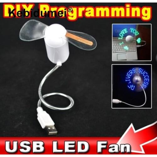 Mini USB 2.0 Gadgets Fan DIY Flexible LED Light USB Fan Programming Any Text Editing Reprogramme Character Advertising Message