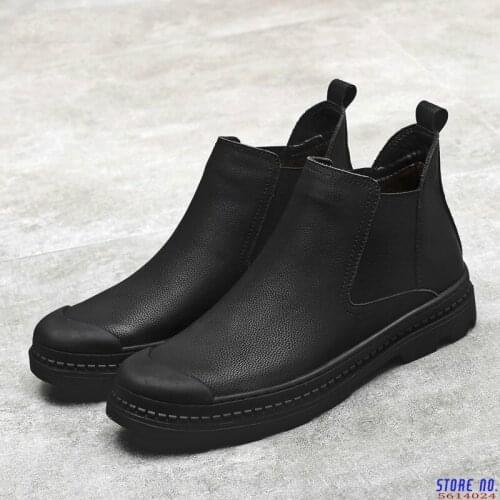 2020 Cow Leather Men Fashion Ankle Boots Men Winter Boots Classic Designer Man Slip On Shoes Antiskid Man Cotton Shoes Zy572