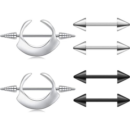 Punk Style Nipple Rings for Men Man Stainless Stell Nipple Piercing Nipple Shield Barbell Mens Nipple Ring Short nipplerings