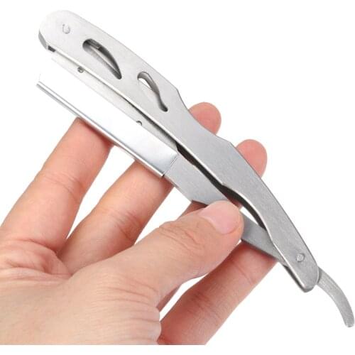 Men Folding Razors Stainless Steel Barber Edge Shaving Knife Straight Professional Or 10Pcs Blades Hair Removal Styling Tools
