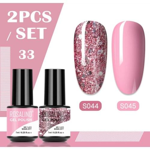 ROSALIND 2PCS Gel Polish Set Hybrid Varnish For Manicure Nails Art Vernis Semi Permanent Bas Top Coat All For Manicure Gellak