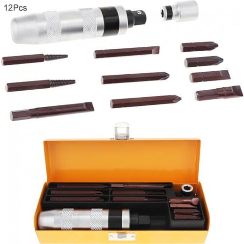12pcs/lot Multi-Purpose Duty Impact Screwdriver Set Industrial Grade Impact Screwdriver with Case for Loosen Screws/Nuts