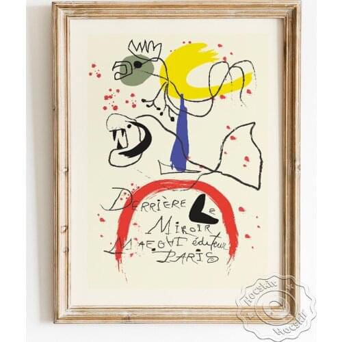 Joan Miro Exhibition Museum Poster, International Exhibition Surrealism Watercolour Wall Stickers, Abstract Art Home Decoration