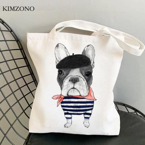 French Bulldog shopping bag jute bag bolsa cotton shopper reusable bolso bag bolsa compra fabric custom