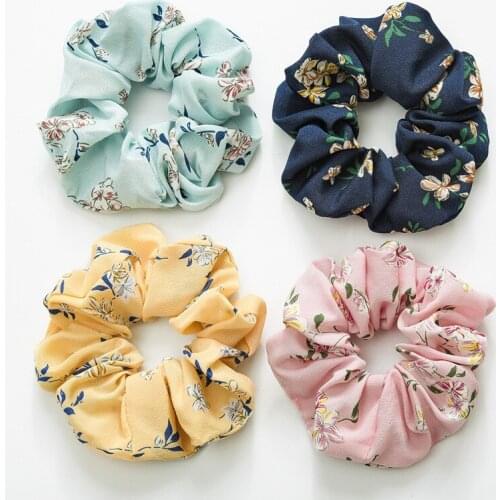 Floral Hair Scrunchie Women Ponytail Holder Hair Ties Girl Accessories Turban Headwear Elastic Hair Bands