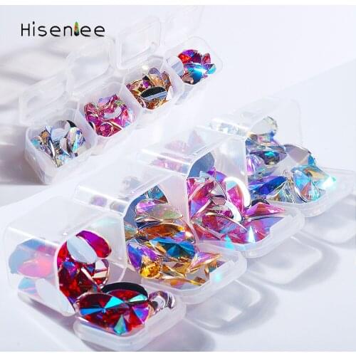 Water Drop Nail Rhinestones For Nails 4 Grid/120pcs Shinning Designs Crystal Glass 3D Nail Art Decorations Glitter Gems Nail Tip