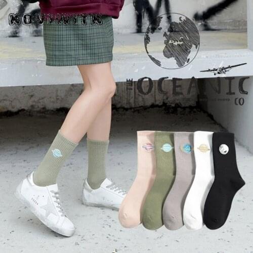 Short solid black Planet cotton socks Cute Happy women Funny Lady fashion sock Harajuku Art Winte Casual for womens Gifts sox