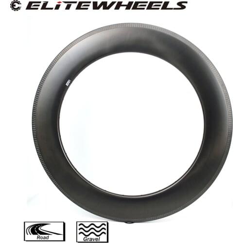 ELITEWHEELS Road Bike Carbon Rims 82mm Depth 28mm Width Clincher Tubeless Gravel BikeRims For 700c Road Triathlon Wheels