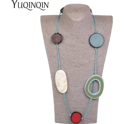 Rope Custom/Long Necklace Female Geometric Vintage Necklaces Women Big Resin Acrylic Designer Statement Necklace Gifts Jewelry