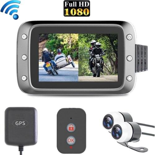 Motorcycle DVR Dash Cam Dual 1080P Full HD Front Rear View Waterproof Lens Remote Control WiFi Camera GPS Logger Recorder Box
