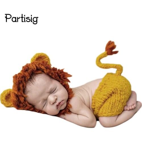 Lion Shaped Crochet Baby Hat Pant For Newborn Photography Props