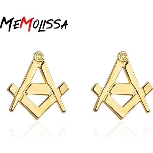 MeMolissa High Quality Cufflinks Classic Freemasonry Letter A Design copper material men Gold Color cuff links whoelsale&retail