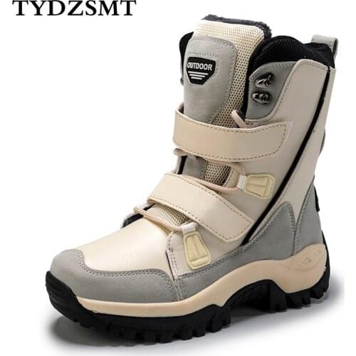 TYDZSMT Women Boots 2021 Warm Winter Plush Mid-Calf Waterproof Ladies Booties Black Plus Size PU Leather Boots Women Botas Mujer