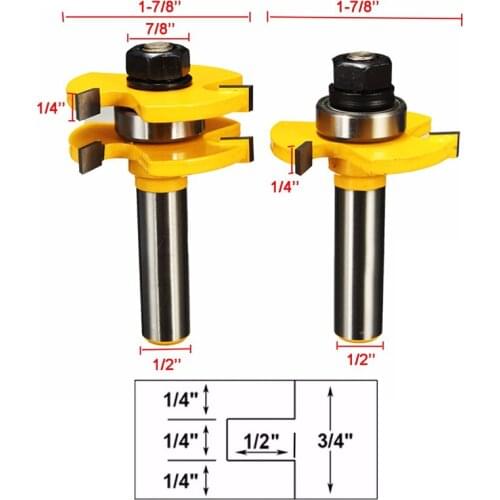High Quality 2pcs 1/2 Inch Shank T-handle Rail And Stile Router Bit Wood Working Cutter Best Price