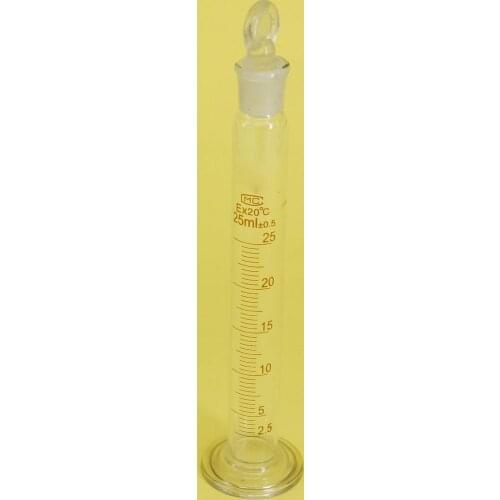 25ml 25cc Glass Measuring Cylinder + Glass Stopper Graduated Lab Laboratory