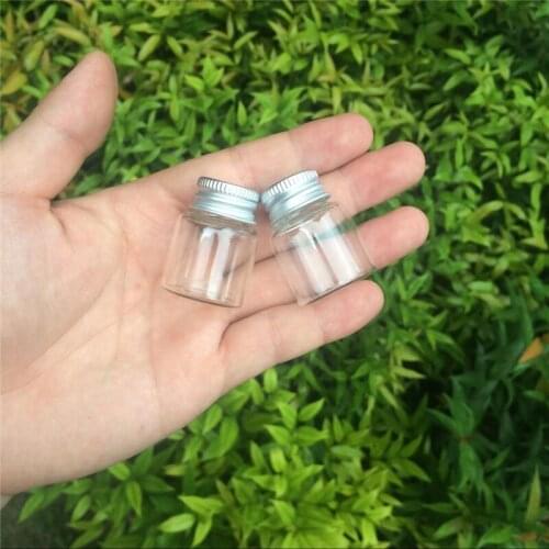 27*35*14mm 8ml Mini Glass Bottles With Metal Cap Empty Small Wishing Bottle Glass Vials Jars 50pcslot