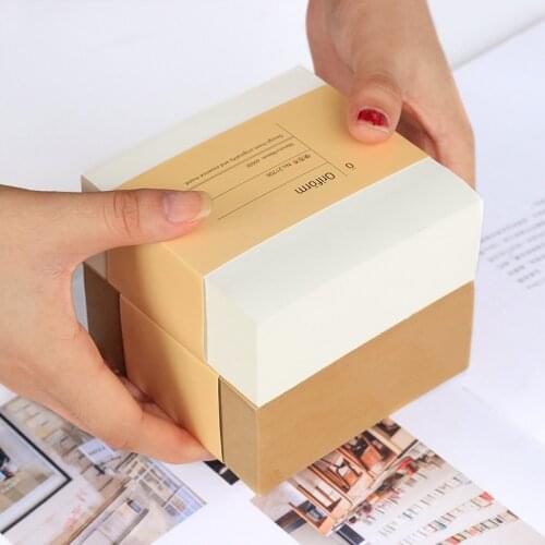 400 Sheets Notepad Kraft Paper Yellow White Not Sticky Notes 98x98mm Square Shaped Office Home School Message Record 21708