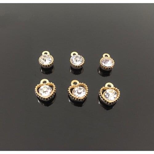 50pcs Rhinestone Circular&Heart-shaped charm making Hair accessories bracelet necklace Popular charms DIY Jewelry Accessories