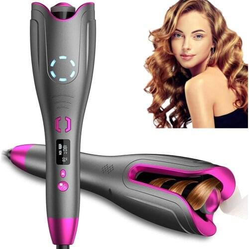 Automatic Hair Curler Ceramic Wired Curling Iron Electric Air Curler for Curls Waves LCD Display Rotating Curling Styler