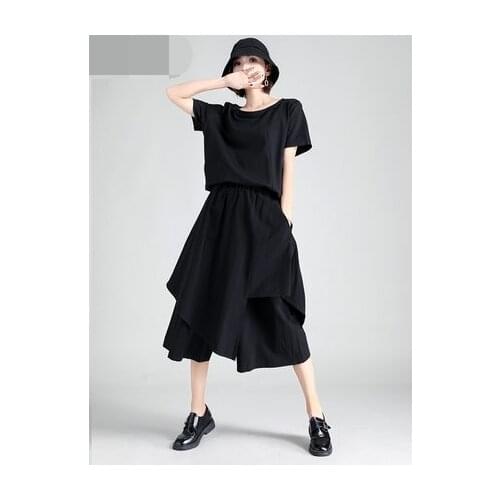 Culottes Womens summer dark department womens Capri trousers black loose design wide leg trousers thick autumn and winter