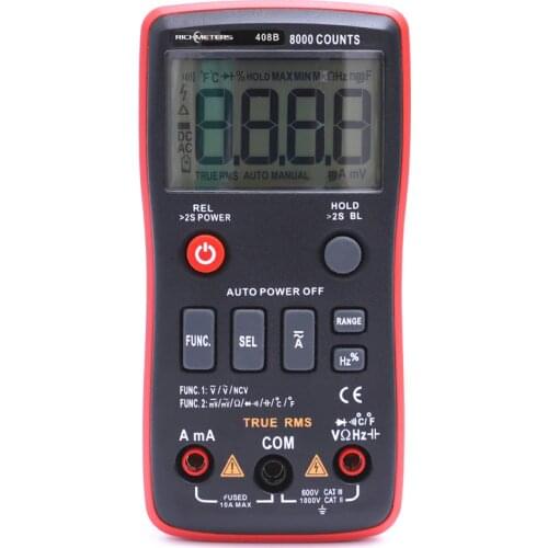RM408B Digital Multimeter 8000 Counts True-RMS Temperature Test 5MHz Frequency ACDC Voltage Current 9.999mF Capacitance