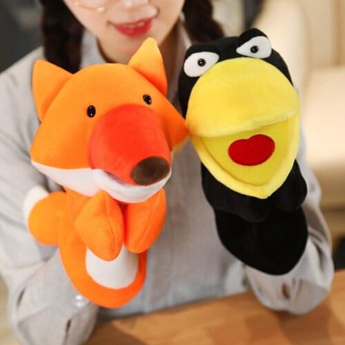 Kids Lovely Animals Plush Hand Puppe Kids Cute Soft Toy Fox Crow Shape Story Pretend Playing Dolls Gift For Baby