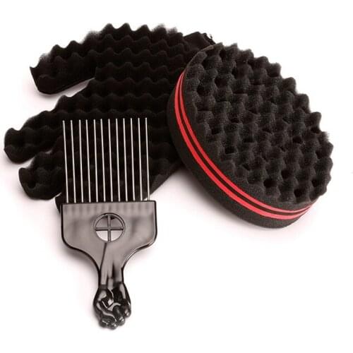 Double-Sided Magic Twisted Fear Hairbrush Men Hair Braider Twist Sponge Gloves African Hair Styling Fork Pick Comb