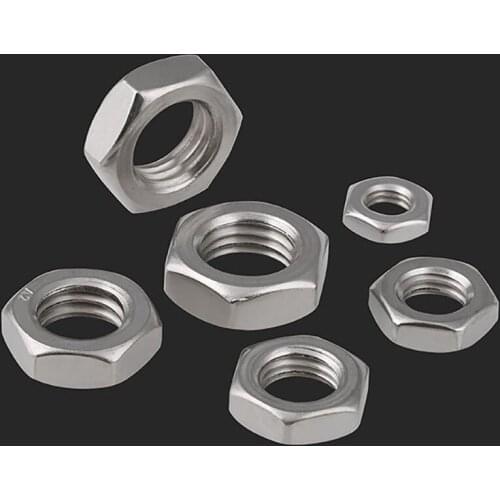 Fine Thread Hex Jam Nuts 304 Stainless Steel Flat Hex Hexagon Thin Nut Jam Nut M6 8 10 12 14 16 18 M20