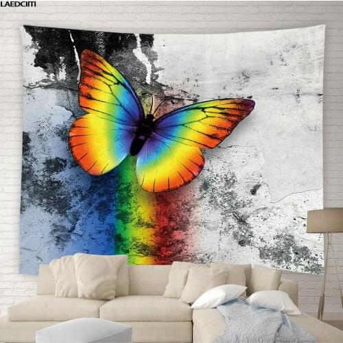 Butterfly Tapestry European Retro Colorful Hippie Mandala Flowers Wall Hanging Cloth Living Room Tablecloth Bedroom Home Decor